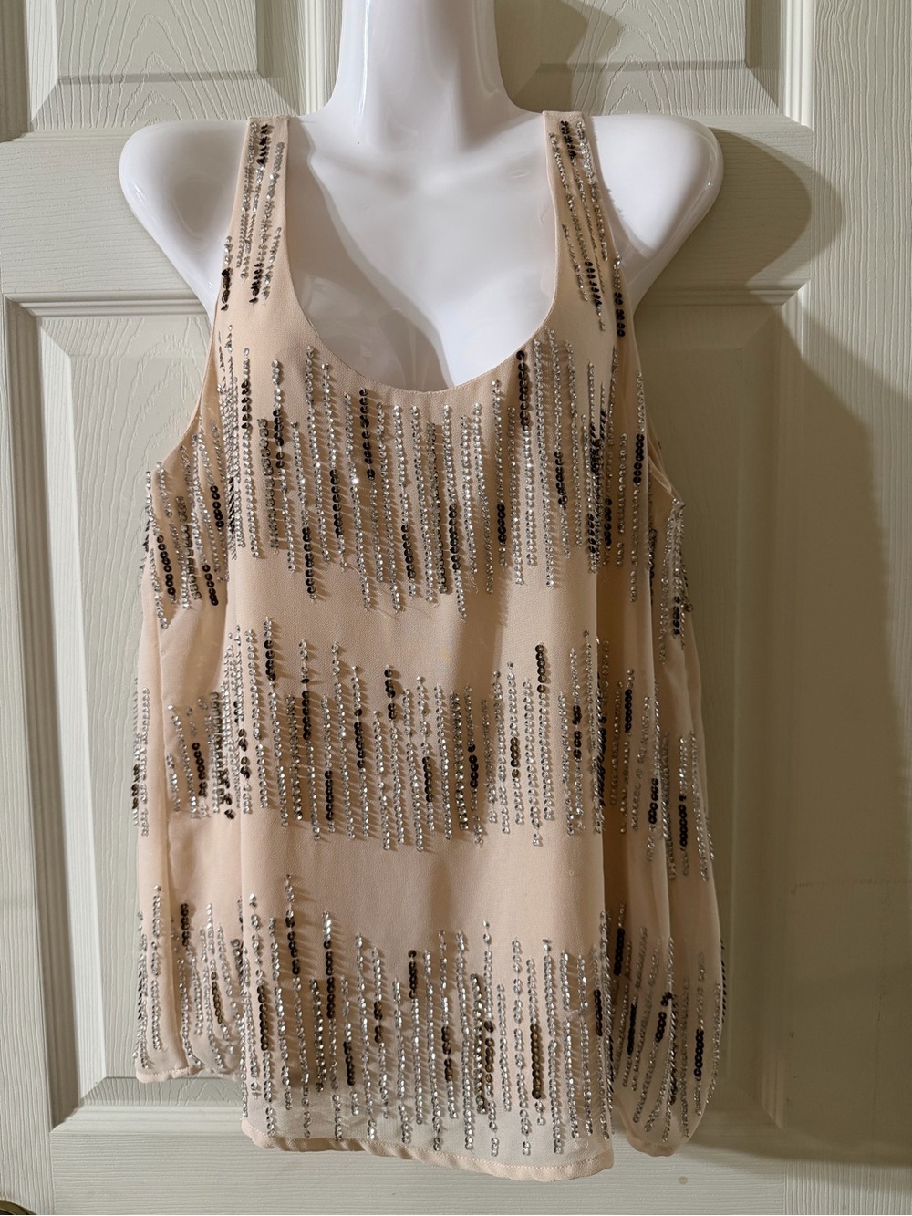 Forever 21 Nude Sequin Scoop Neck Tank Top
